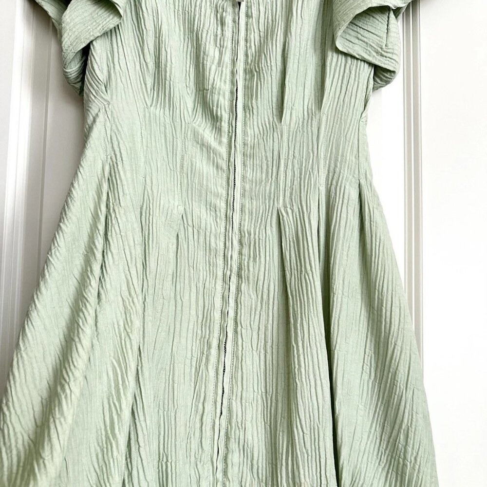 JONATHAN SIMKHAI Green Short Flutter Sleeve Bubble Hem Mini Dress Size S - Picture 8 of 11